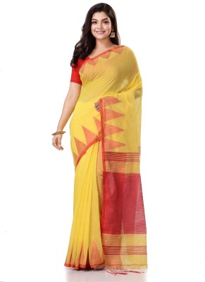 TANTLOOM Self Design Handloom Handloom Pure Cotton Saree(Yellow)