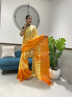 Moda Rapido Ombre Bollywood Polyester Saree(Yellow)