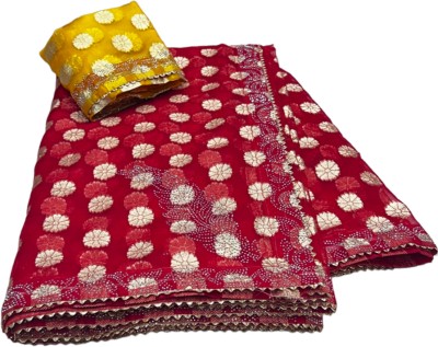 MINE CHOICE Woven Bollywood Organza, Jacquard Saree(Red)