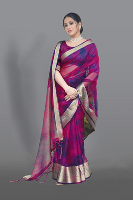 Aarunika AF Printed Bollywood Organza Saree(Purple)
