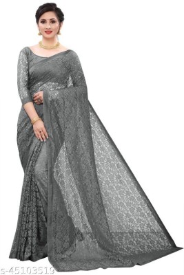 SAREEYA16 Printed Daily Wear Cotton Blend Saree(Grey)