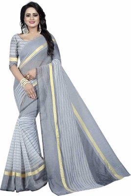 Nilkanth Fashion Self Design Bollywood Cotton Blend Saree(Grey)