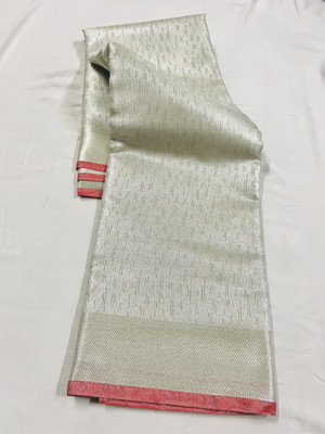 ZAHIDI TEXTILE Woven Banarasi Handloom Tissue Saree(White)