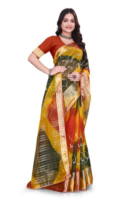Aarunika LGF Woven Bollywood Organza Saree(Pack of 2, Multicolor)