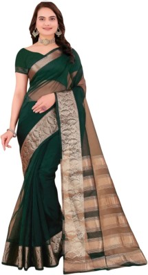 Banaras silk palace Dyed Bollywood Organza Saree(Dark Green)