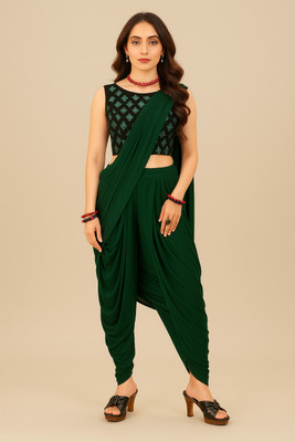 SHREE FASHIONFAB Self Design Bollywood Lycra Blend Saree(Green)