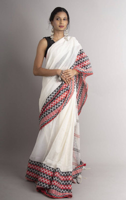 ADbutiq Self Design Bollywood Handloom Pure Cotton Saree(Blue)