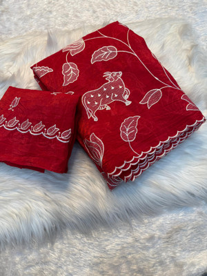 Moon Queen Printed Bollywood Jimmy choo Saree(Red)