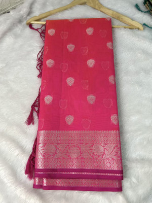 Beautiful Collection Printed Banarasi Pure Silk Saree(Pink)