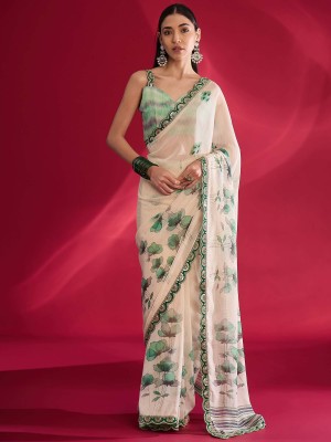 Sareemall Embroidered Daily Wear Georgette Saree(Cream)