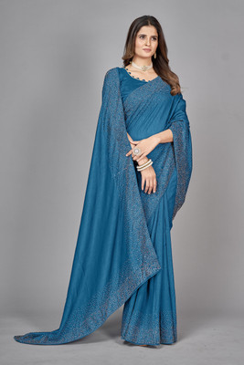 Adirotz Embellished Chanderi Pure Silk Saree(Multicolor)