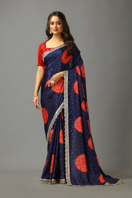 nirmal creation Printed Daily Wear Cotton Blend Saree(Blue)