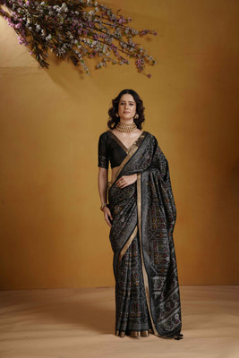 DRAVYA WOMEN Woven, Paisley, Self Design Handloom Jacquard, Art Silk Saree(Black)