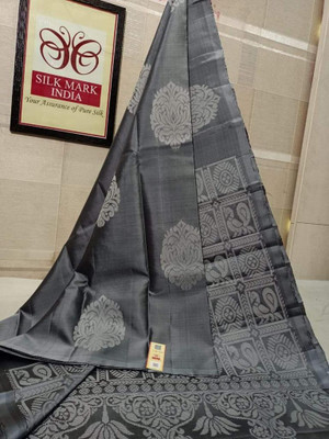 WOMENELEGENCE Embellished Banarasi Pure Silk Saree(Grey)
