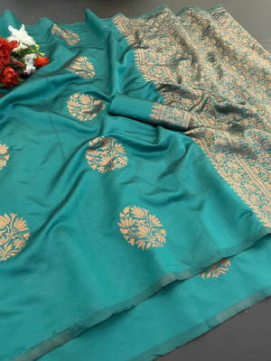 YASHIKA Woven, Printed Banarasi Cotton Silk, Jacquard Saree(Blue)