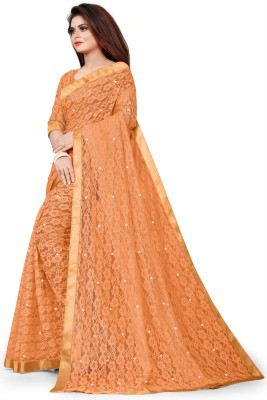 Verviza Embroidered, Embellished Bollywood Net Saree(Beige)