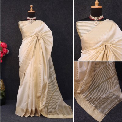 PRIYESHA TEXTILES Solid/Plain Assam Silk Pure Cotton, Cotton Silk Saree(White)