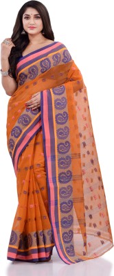 Desh Bidesh Woven Handloom Pure Cotton Saree(Orange)