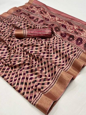 sareya veela Printed, Floral Print Handloom Tussar Silk, Silk Blend Saree(Maroon)