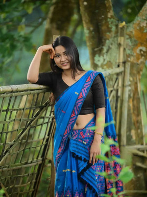 Sheden Lopez Creation Woven Mekhela Chador Cotton Blend Saree(Multicolor)