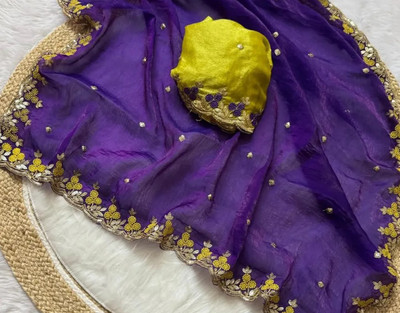 LAJEELEE Embroidered Bollywood Jimmy choo Saree(Purple)