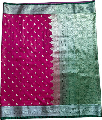 satrangi creation Embroidered Banarasi Handloom Jacquard Saree(Blue)