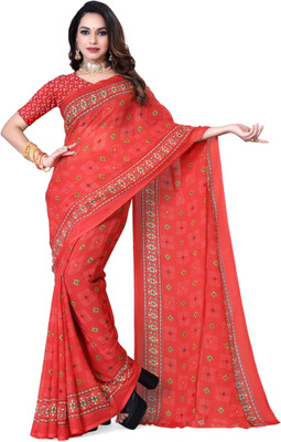 choice creation Self Design Daily Wear Georgette Saree(Red)