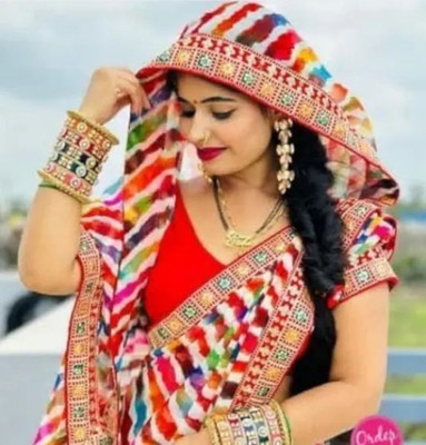 Devangi Fashion Printed Leheria Georgette Saree(Multicolor)