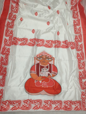 Dhruvil Impex Self Design Banarasi Silk Blend Saree(White)