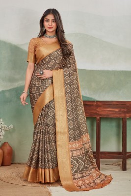 DHARMRAJ ENTERPRISE Printed Bollywood Jute Silk Saree(Mustard)