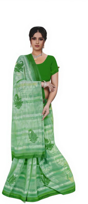 GSCMSTOREX Digital Print Daily Wear Silk Blend Saree(Green)