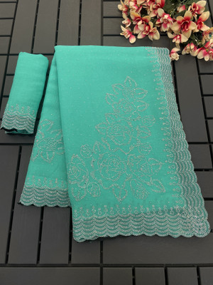 SHUBHDRASHTI NX Embellished Bollywood Organza Saree(Light Blue)