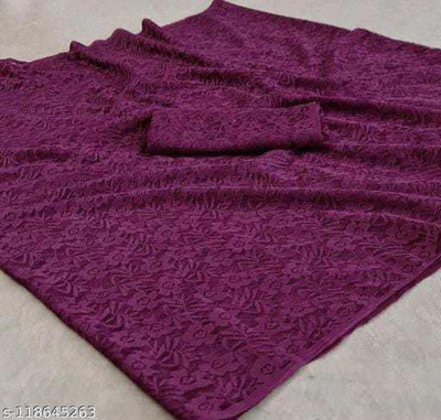Suali Self Design Bollywood Net Saree(Purple)