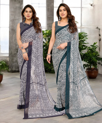 Moda Rapido Printed Bollywood Georgette Saree(Pack of 2, Multicolor)