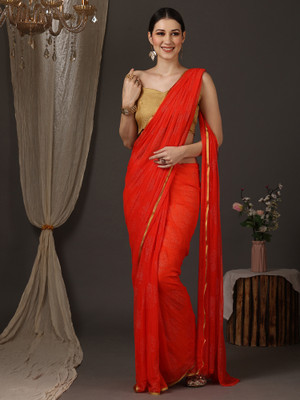 Sareemall Printed Bollywood Chiffon Saree(Orange)
