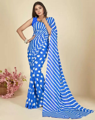 SVB Sarees Printed Banarasi Georgette Saree(Blue)