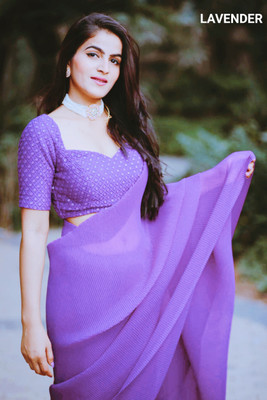 RK Creation Embroidered Kota Doria Georgette Saree(Purple)