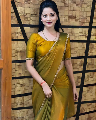 MahadevWorld Embellished Bollywood Chiffon Saree(Yellow)