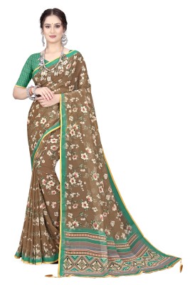 mahalaxmi fab Printed Bollywood Georgette Saree(Brown)