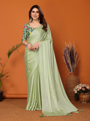 Vedant Vastram Self Design Bollywood Polyester Saree(Light Green)