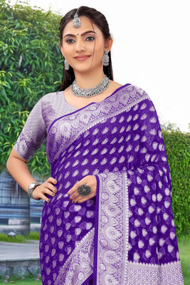 INDI FASHION Dyed Banarasi Georgette Saree(Multicolor)