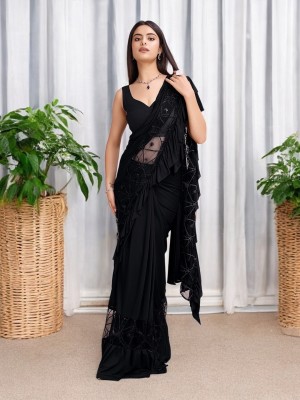 Cartyshop Self Design Bollywood Lycra Blend Saree(Black)