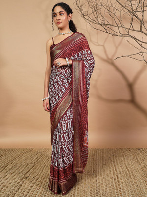 Rachna Printed Daily Wear Georgette Saree(Maroon)