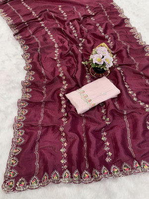 Ethina Fashion Dyed Bollywood Chiffon Saree(Magenta)