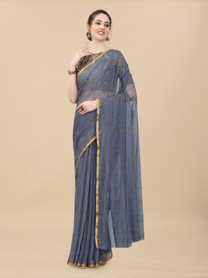 RHEY Printed Bollywood Chiffon Saree(Grey)