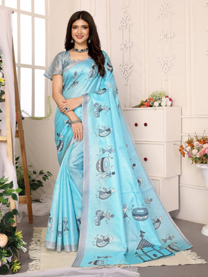 Divastri Printed Bollywood Art Silk Saree(Blue)