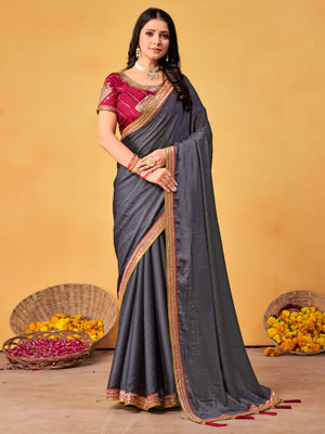 Tasrika Embroidered Bollywood Georgette Saree(Grey)