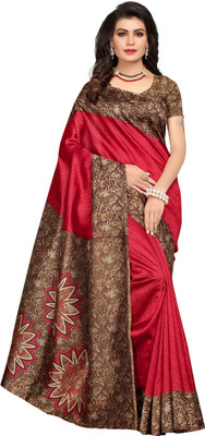 HouseOfCommon Woven Daily Wear Cotton Blend Saree(Red)