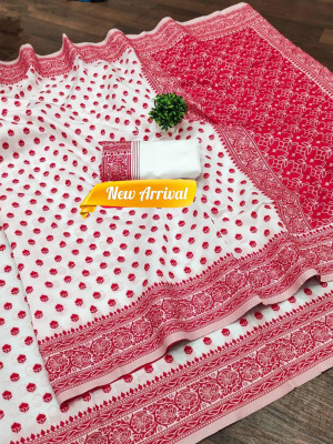 Julee Woven Banarasi Pure Silk Saree(White, Maroon)
