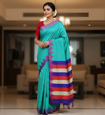 Sijlin Woven, Striped Sambalpuri Cotton Silk Saree(Multicolor)